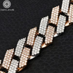 สร้อยคอผู้ชาย Charm Jewells ประดับโมอิสซาไนต์ เงินแท้ 925 ชุบทอง 14K พร้อมสายเชื่อมแบบโซ่ รับรองโดย IGI สไตล์ฮิปฮอป ทรงบริลเลียนต์คัท หรูหรา - Product Image 4