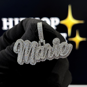Double Layer <b>Name</b> Charm Pendant 925 Sterling Silver VVS Moissanite Personalized Iced Hip Hop Unisex <b>Necklace</b> 18K Gold Jewelry - Product Image 4