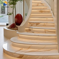 Escalier en marbre naturel de luxe KT STONE avec marches et marches d'escalier sur mesure pour la rénovation de maisons, villas et hôtels