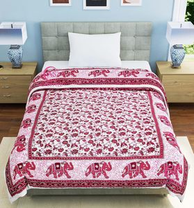 Couette pour lit simple en coton pur 400 fils, imprimé jaipuri jaune, légère, douce, faite à la main, style bohème, 85 x 55 pouces - Product Image 1