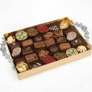 Classic Designer Decorative Chocolate Serving Tray High Quality Hammered Gold Finish Metal Chocolate Tray <b>Dessert</b> Display - Product Image 1