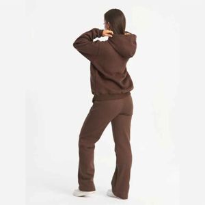 Conjunto de Sudadera y Pantalones Cortos de Forro Polar para Mujer, Estilo Otoñal, Cuello Alto, Hombros Caídos, Diseño Sólido - Product Image 2