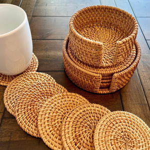 Custom Size <b>Woven</b> Rattan <b>Coaster</b> Handmade OEM Vietnam Factory - Product Image 3