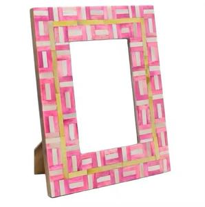 Cadre photo rectangulaire moderne en bois écologique HASAN CRAFT, motif floral bleu vertical, impression en relief, ornementé pour table - Product Image 5