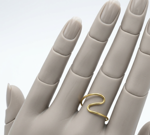 Minimalist Wavy Alloy <b>Ring</b> for Women Handmade Gold Tone Fluid Swirl Trendy <b>Statement</b> Modern Abstract Jewelry Gift - Product Image 4