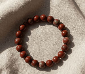 Handmade AAA Red Jasper Round Bead <b>Bracelet</b> – Polished Gemstone Stretch <b>Bracelet</b> for Men & Women - Product Image 3