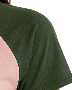 Customized <b>Blush</b> Pink And Forest Green Raglan T Shirt For Women Casual Crew Neck Short Sleeve Soft Cotton Blend Summer Fashion - Product Image 6