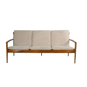 Sofá Moderno de Madera de Teca de 3 Plazas, Tapizado, para Sala de Estar, Muebles de Madera Sólida - Product Image 1