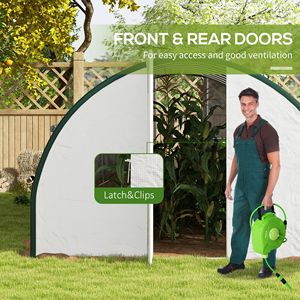 20X10 'X 6.6' Tunnel bianco Walk-In serra 8 Mesh finestre e 2 porte incernierate casa pianta calda per giardini - Product Image 6