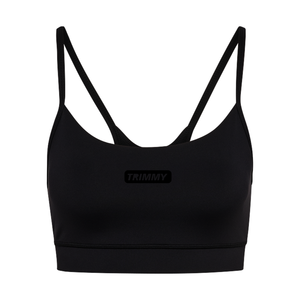 Soutien-gorge de sport TRIMMY SPORTS pour filles, simple, sans coutures, à maintien élevé, noir, pour entraînement, fitness, yoga, gym, 100 % polyester, course à pied, fermeture avant - Product Image 3