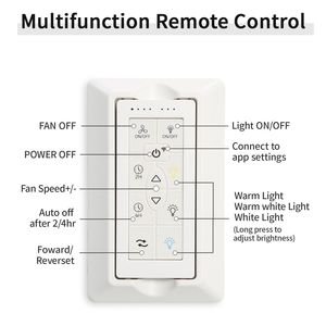Ventilatore da Soffitto Moderno Nero da 72 Pollici con Motore DC, Telecomando Intelligente, 6 Velocità del Vento, Funzione di Risparmio Energetico per Installazione in Soggiorno - Product Image 5