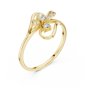 Anillo minimalista Spilt Fluid con diamante de corte redondo para mujer, banda a juego de oro macizo de 14k, para regalo, compromiso, aniversario, boda - Product Image 1
