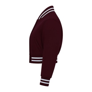 Custom Women's Short Quilted Cotton Wool Chenille Embroidery Cropped Varsity <b>Jacket</b> for <b>Winter</b>/Autumn - Product Image 3