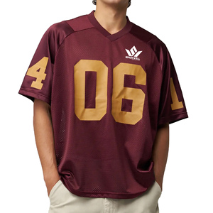 Maillot de football américain personnalisé pour homme, col en V, manches courtes, maille respirante, impression du numéro d'équipe, coupe décontractée, vêtements de sport pour adultes - Product Image 4