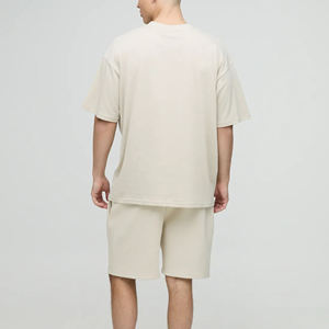Ensemble T-shirt et short en coton pour homme Yourbrand – Tenue décontractée d'été en maille, style streetwear, deux pièces respirantes avec imprimé lettres blanches sur le devant - Product Image 2