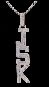 Collier pendentif lettre JCK de luxe plaqué or 18 carats avec diamants sertis en canal, chaîne torsadée, bijoux hip-hop pour homme - Product Image 4