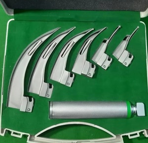 ชุดเครื่องมือส่องกล่องเสียงแบบ LED Macintosh ใช้ซ้ำได้ พร้อมใบมีดสแตนเลส 5 ใบ  แบบใช้ไฟเบอร์ออปติก  สำหรับการผ่าตัดทั่วไป - Product Image 1