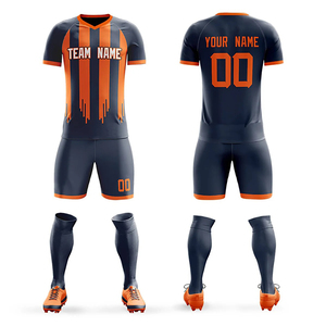 Ensemble de maillots de football unisexe personnalisés bleu clair jaune noir à manches courtes col en V anti-transpiration antibactérien protection UV - Product Image 6