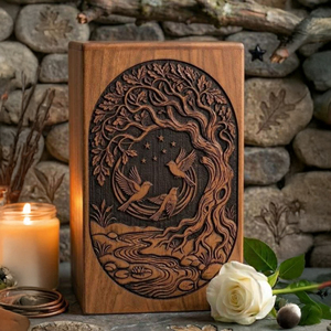 Elegant Rosewood Memorial Urn for Adults Rustic Wooden Ashes Urn with Carved Design by AYAANS - Product Image 4