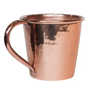 Dimple Hammered Copper Drinking Cup Textured Beverage Mug Rolled Rim Metal Drinkware with Rounded Handle Giftware - Product Image 2