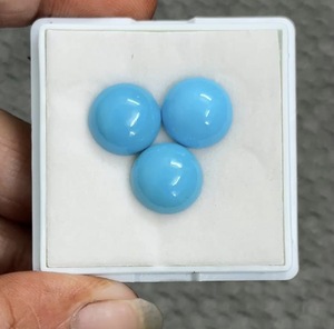 Turquoise naturelle d'Arizona 11 mm 12,67 carats, ensemble de 3 pièces, pierre précieuse en cabochon rond pour la fabrication de bijoux et la joaillerie fine - Product Image 3