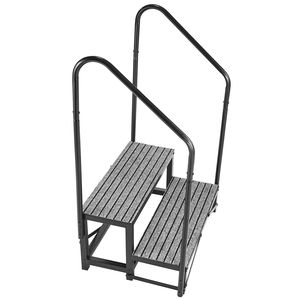 Marchepieds de camping-car à double main courante, robustes, 2 marches, tapis antidérapant, capacité de charge de 660 lb, dispositif d'assistance adapté aux personnes âgées/aux animaux domestiques pour l'extérieur - Product Image 1