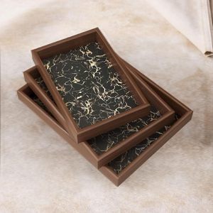 Modern Art Decorative for Wood Serving Tray with Marble Pattern <b>Engraved</b> Design for Kitchen Dining Restaurant - Product Image 1