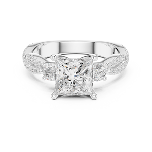 Anillo de Oro Sólido de 14K con Diamante Cultivado en Laboratorio de Corte Princesa de 2 Quilates y Diseño en Espiral para Compromiso, Boda o Aniversario - Product Image 6