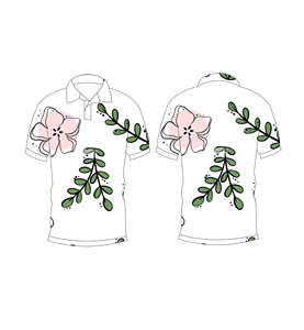 เสื้อโปโลผู้ชายสีขาวพิมพ์ลายใบไม้สไตล์มินิมอลลำลองแขนสั้นแฟชั่นฤดูร้อน - Product Image 3
