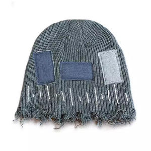 Bonnes affaires 2026 : Bonnets d'hiver unis effet vieilli, doux et chauds, pour le ski, avec patch logo personnalisé, légers - Product Image 2