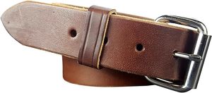 Ceinture en cuir pleine fleur véritable pour homme, marron, avec boucle ardillon en acier, durable, en cuir de bovin - Product Image 4