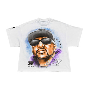 Men's <b>White</b> Oversized <b>T</b>-<b>Shirt</b> With Digital Print Portrait Design Short Sleeve O-Neck Street Style Jersey <b>Fit</b> - Product Image 1
