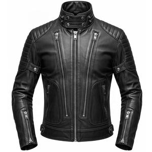 Veste en cuir décontractée pour homme, automne-hiver, fermeture éclair, coupe slim, manches longues, veste en cuir tendance, veste de moto - Product Image 4
