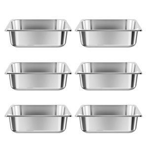 Set di 6 Vaschette in Acciaio Inox per Buffet, Profondità 4 Pollici, Antiaderenti, Attrezzatura Riutilizzabile per Ristoranti e Hotel - Product Image 6