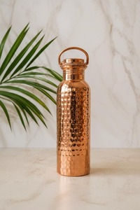 Vintage Copper Water <b>Bottle</b> Vase Traditional Handcrafted Decorative Metal Flower Arrangement Piece For Classic Home Decor - Product Image 6