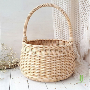 Cesta de Almacenamiento de Mimbre Hecha a Mano con Asa, Cesta Organizadora de Mimbre Natural para el Hogar, Picnic, Regalos y Ropa Sucia, NUEVO DISEÑO - Product Image 3