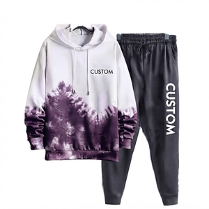 Custom <b>Tie</b> <b>Dye</b> Men Tracksuit Wholesale Custom Logo Sportswear Manufacturer Winter Warm Fleece Pullover Hoodie And Joggers <b>Set</b> - Product Image 1