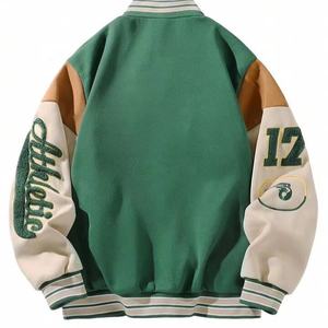 Veste universitaire en laine brodée en chenille personnalisée manches en cuir Streetwear de collège moderne veste d'extérieur d'hiver chaude pour hommes - Product Image 3