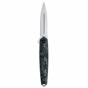 Navajas de bolsillo plegables con mango de mármol negro, hoja con punta de lanza plateada, ranura para clavos y perfil delgado para uso diario. - Product Image 5