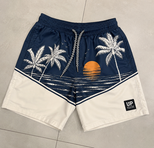 Shorts de Playa para Hombre con Estampado de Palmeras y Atardecer, Secado Rápido, Cintura Elástica, Shorts de Baño con Logotipo Personalizado, Proveedor de Trajes de Baño de Verano - Product Image 6