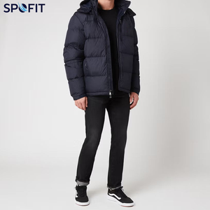 Veste matelassée à capuche noire pour homme SPOFIT, coupe-vent, épaisse, décontractée, hiver, fermeture éclair, imperméable - Product Image 4