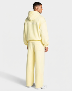 Ensemble de survêtement pour homme OEM jaune clair avec ligne contrastante, qualité supérieure, en molleton de coton respirant, décontracté et oversize - Product Image 2