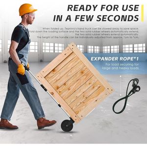 Carrello Pieghevole Portatile in Alluminio con Capacità di 150 kg, Ruote in Gomma da 7 Pollici e Manico Telescopico - Product Image 6