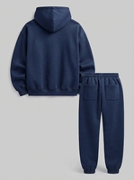 Ensemble de survêtement bleu imprimé pour homme, sweat à capuche et pantalon de jogging oversize, streetwear, logo brodé personnalisé, coton épais respirant, deux pièces