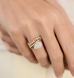 Infinity <b>Twist</b> Pear <b>Shape</b> Freshwater Pearl & Moissanite 925 Silver Bezel Set Engagement Ring with IGI Certification - Product Image 4