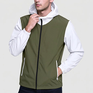 Chaqueta cortavientos con capucha para hombre/100% nailon/poliéster con cremallera completa y bolsillos laterales/Chaqueta cortavientos ligera e impermeable - Product Image 1