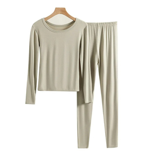 Ropa interior térmica para mujer, conjunto de camiseta y pantalón con forro polar, ropa de dormir ajustada para mujer y niña - Product Image 3