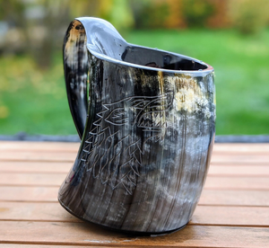 Cuerno Vikingo Artesanal para Beber, Hecho a Mano con Cuerno Natural de Buey/Búfalo, Jarra de Cerveza Auténtica, FAIZA CRAFT Uttar Pradesh, Precio Razonable - Product Image 1