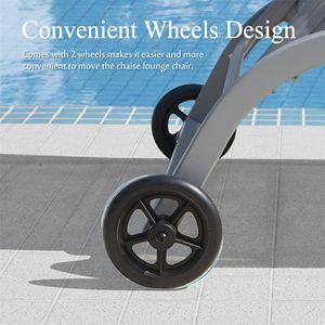 Set di 2 Lettini Prendisole Regolabili da Esterno con 5 Posizioni e Ruote per Piscina e Uso Esterno - Product Image 4