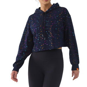 Hoodies courts respirants à séchage rapide pour femmes, vente en gros, hauts courts à manches en coton uni pour femmes - Product Image 1